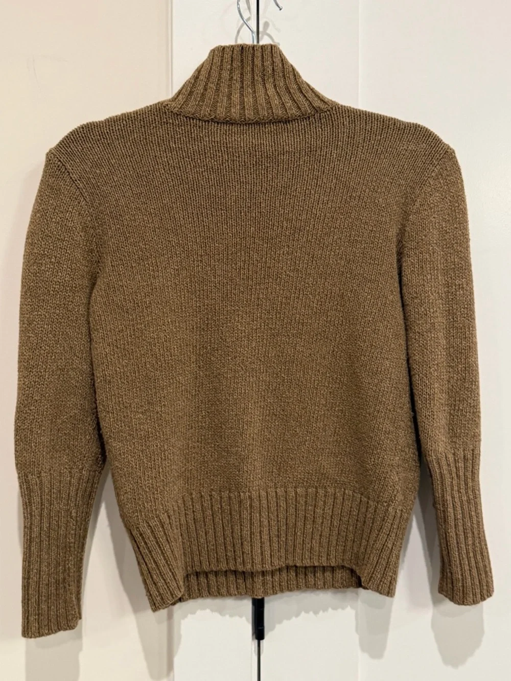 Ralph Lauren Vintage Chunky Knit Sweater High Neck Button Detail Brown Size M
